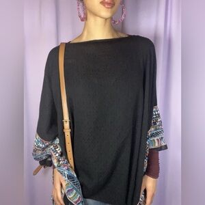 Raj Phyllis Black Shall Womens One Size Accessory Embroidered Kaftan Boho 90s